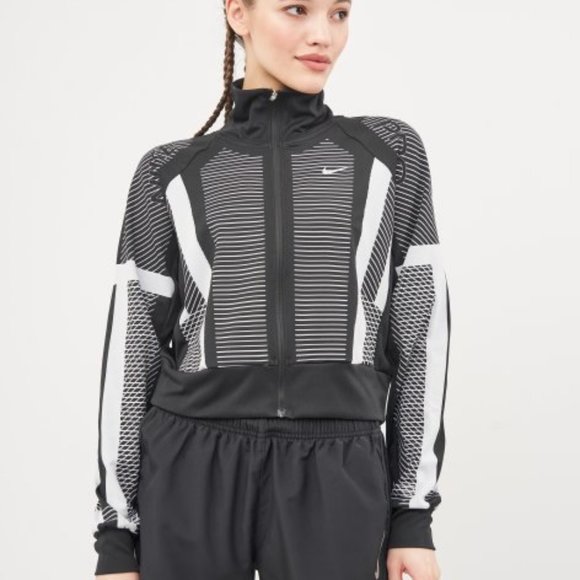 Nike Pro Cropped Knit Zip Up Jacket High Neck - Picture 12 of 14